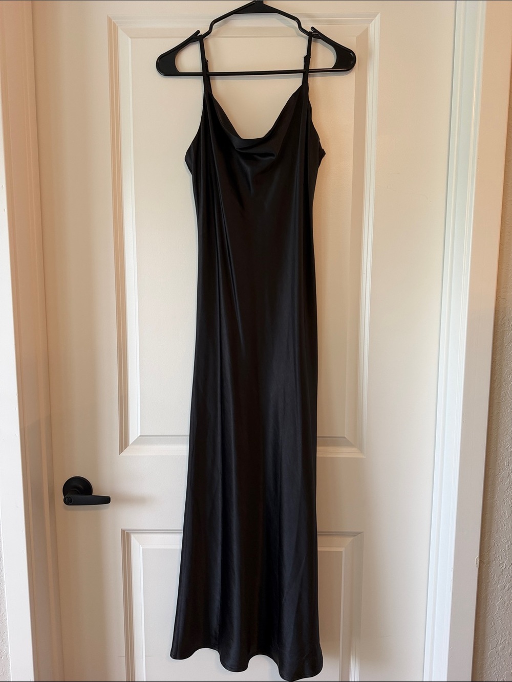 Black Slip Dress with Cowl Neck